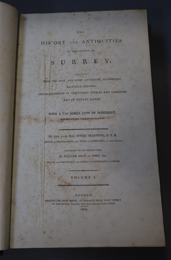 Manning, Owen and Bray, William - The History and Antiquities of the County of Surrey, 3 vols, folio,